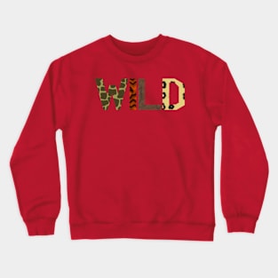 WILD Animal Print Text Crewneck Sweatshirt